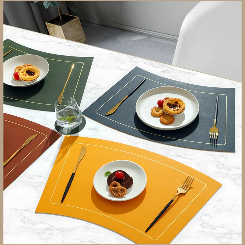 Nordic Leather Round Table Mat, Waterproof Insulation Mat, Western Food Mat, Scalloped PVC, Hotel