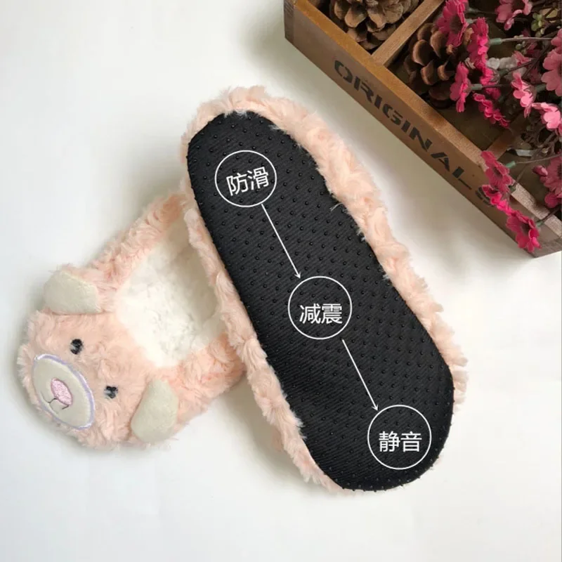 Panda Home Fluffy Slipper Womens Winter warm Kawaii Contton Plush Anti Skid Grip Indoor Funny Cute Female Shoes Ladies Bear Fox