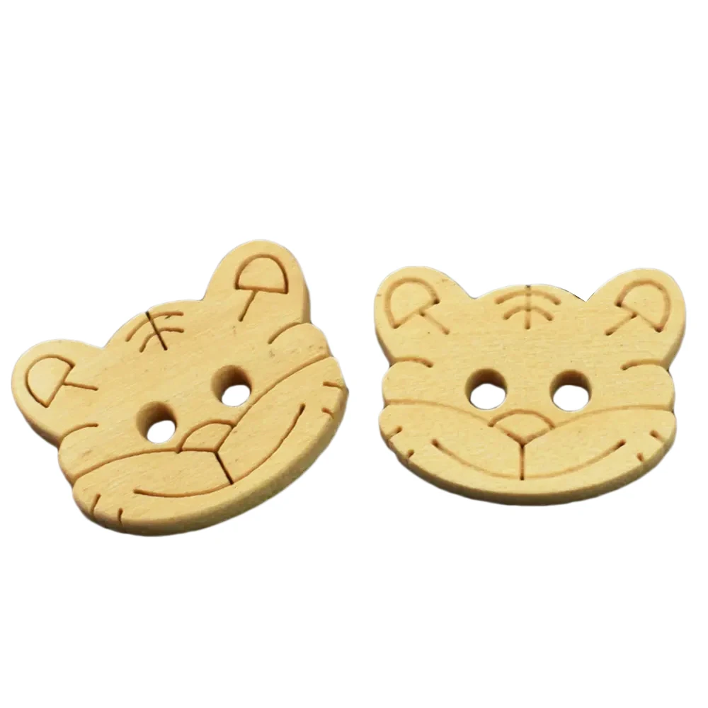 

50PCS 19mm Wooden Tiger Button for Kids Clothes Cartoon Wood Buttons DIY Home Sewing Accessories Home DIY Handmade Craft Decor