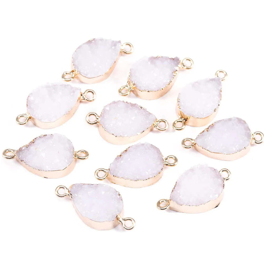 10 個ウォーターペンダントジュエリー作成アクセサリークリスタルダブルフックネックレス作成 Diy ジュエリークラフト用品ホワイト