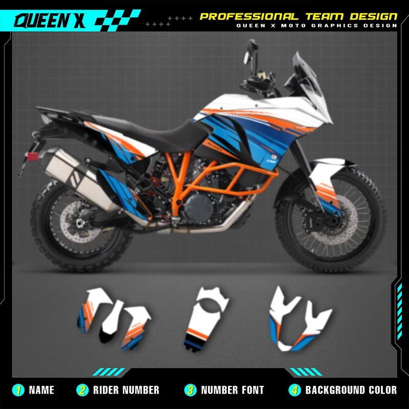 

Queen X MOTOR For KTM ADV S R 1050 1090 1190 Custom Team Full Fairing Motorcycle Graphics Decals Stickers Kits Numer Name Custom