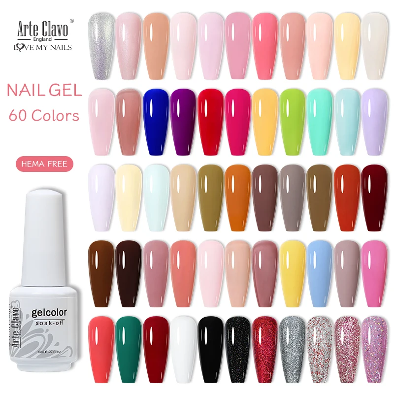 Arte Clavo 8ml Hema Free Gel Nail Polish Varnish Base Top Coat Vernis Semi Permanent UV Nail Manicure Nails Art Design Manicure
