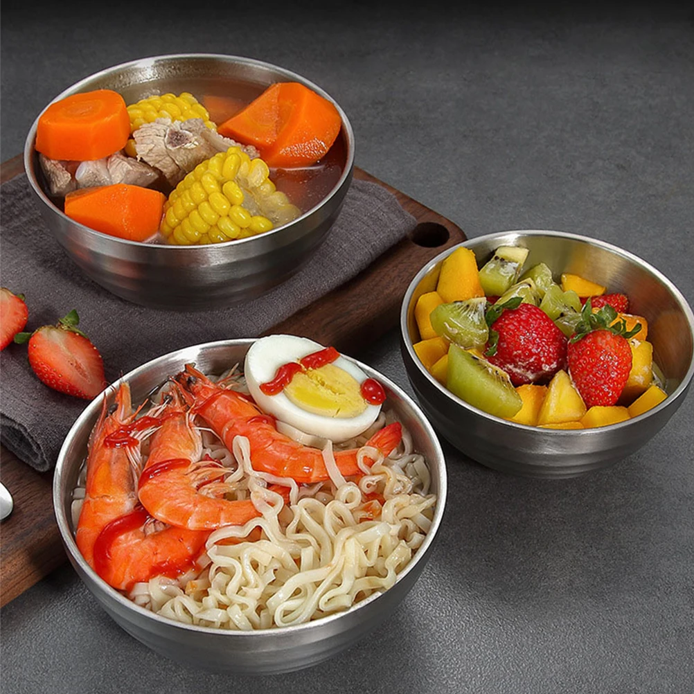 

Soup Bowls Large Stainless Steel Serving Ramen for Salad Noodle Instant Noodles