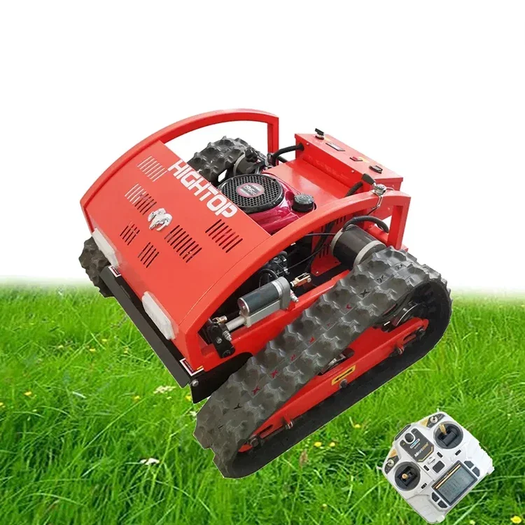 Rubber Crawler Robot Gasoline Self Propelled Garden Remote Control Lawn Mower For Sale