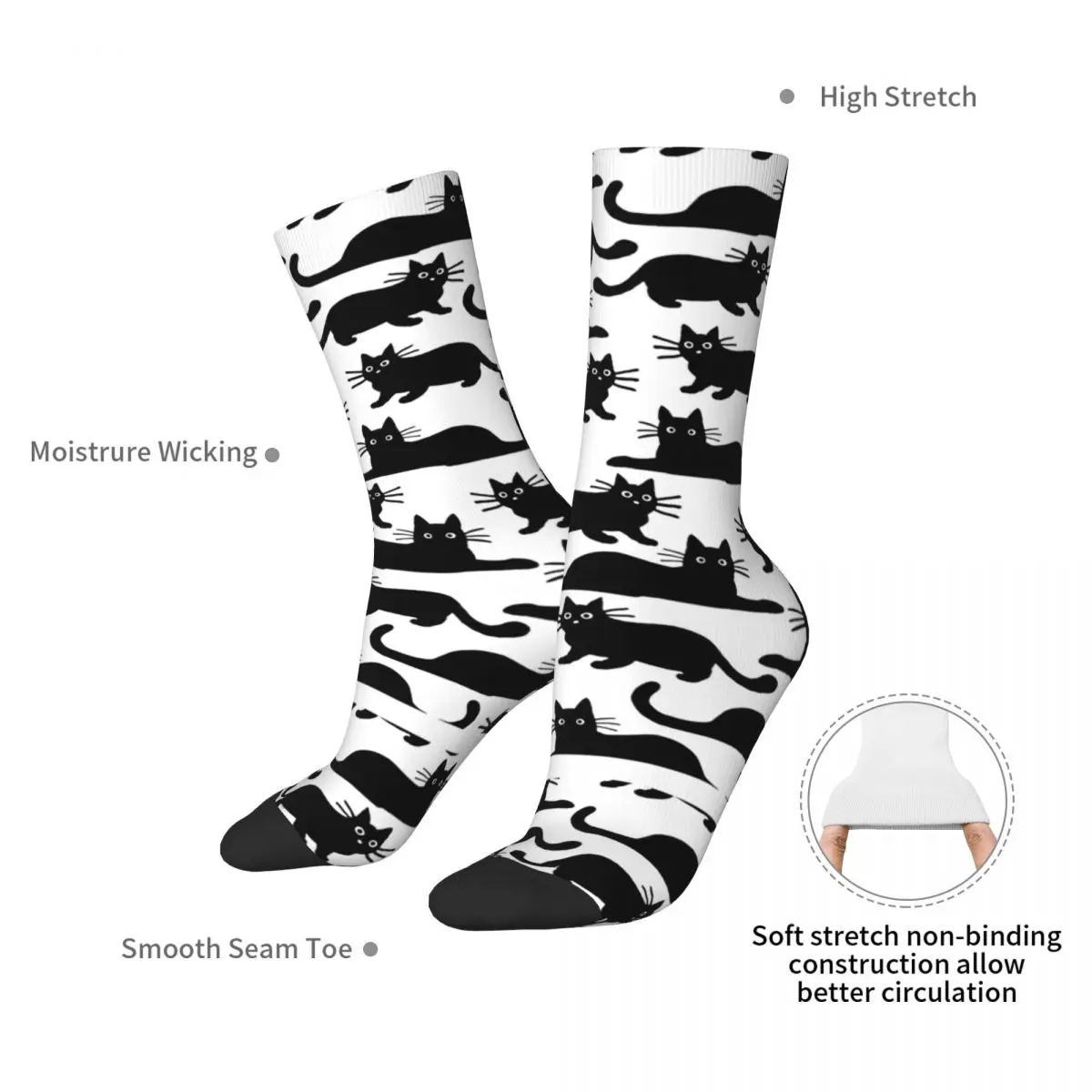 جوارب Black Cat 1 جوارب Harajuku عالية الجودة لجميع المواسم جوارب طويلة إكسسوارات هدية عيد ميلاد للجنسين