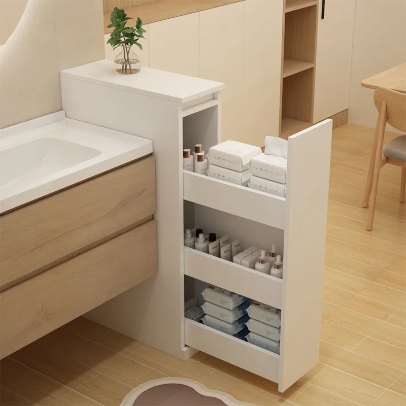 

Bathroom half wall pull basket push pull cabinet, drawer type narrow cabinet side cabinet