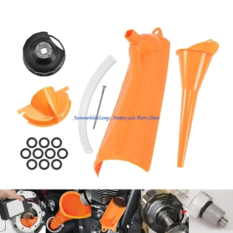 

H7BD Quick Oil Change System With Anti Spill Funnel And Filter Wrench For Davidson Universal Motorcycle Oil Change Tool