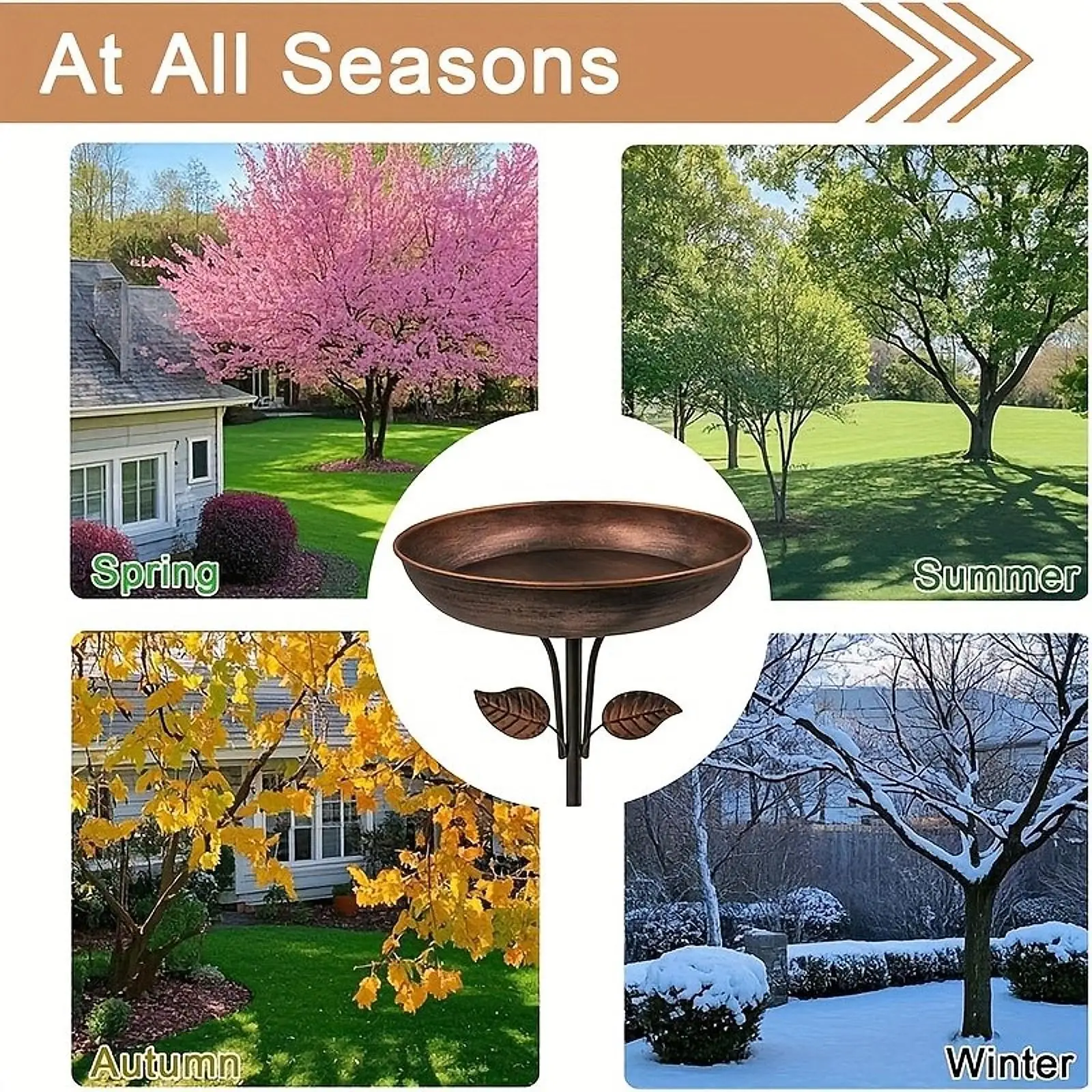 Iron Bird Bath Bowl Birdfeeder Multifunctional Easy to Assemble 5 Pronged Base Decorative Garden Tool for Courtyard Decor