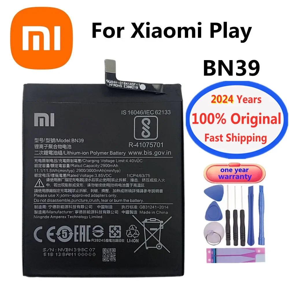 2024 Years Xiao Mi 100% Original Replacement Battery BN39 For Xiaomi Play MiPlay Mi Play 3000mAh Smart Mobile Phone Battery