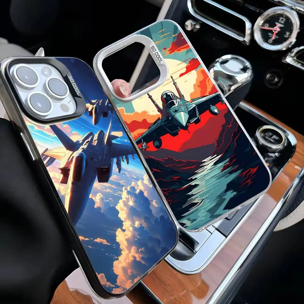 

Fighter Plane Cool Phone Case For iPhone17,16,15,14,13,12,11 Plus,Pro Max Black Matte Shockproof Cover