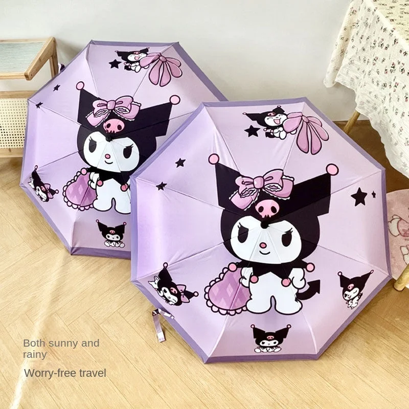 

Sanrio Kuromi Fully Automatic Umbrella for Women, Sunny or Rainy, Vinyl Sun Umbrella, Sun Protection Protection, Student Parasol