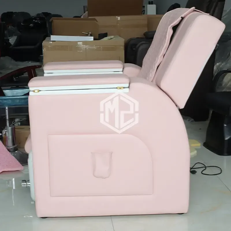 Pink Leather Luxury Pedicure Spa Massage Chair for Nail Salon with Electric Massage Multifunctional Pedicure Spa Chair