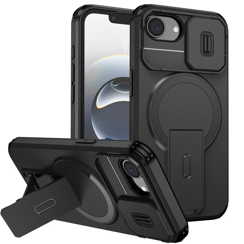 

Luxury Armor Case For iPhone 16E 17E Slide Lens Protect Coque For iPhone 17e 16e For Magsafe Magnetic Wireless Charging Cover