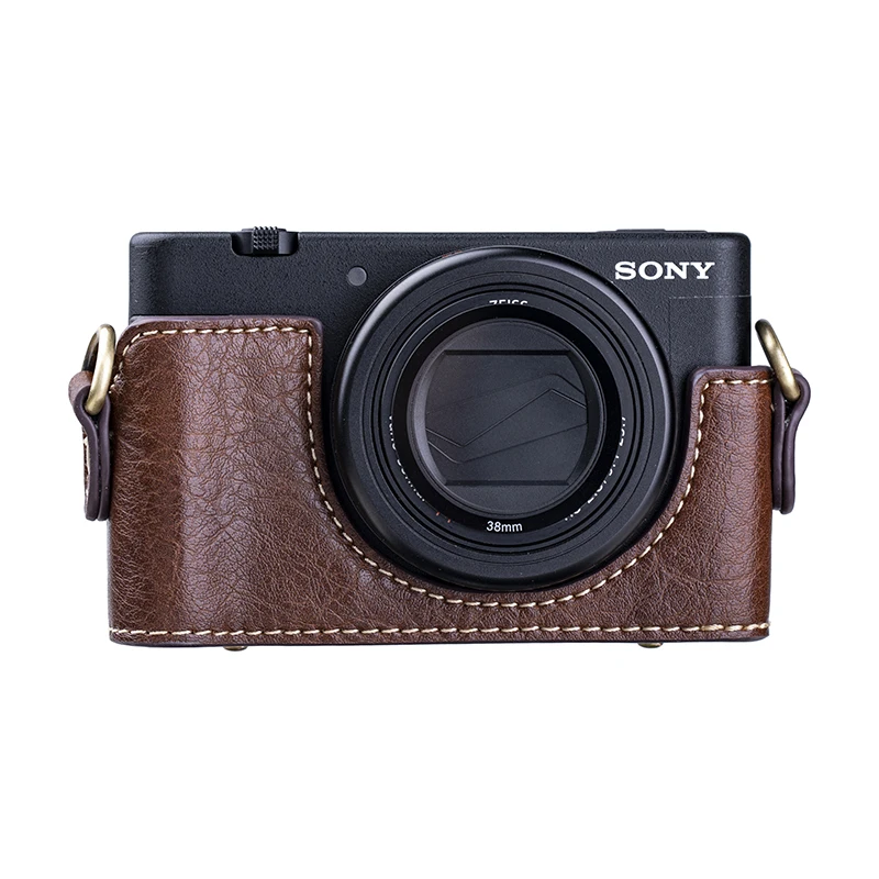 Zv1-合成皮革ハーフケースバッグ,Sony ZV-1用ショルダーストラップ 