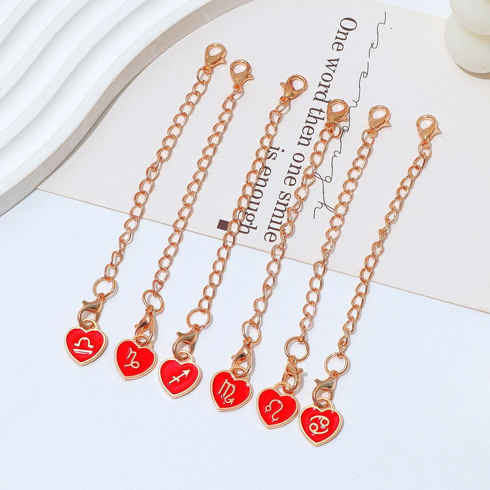 12 Constellations Enamel Charm for Stanley Cup Accessories Fashion Heart Keychains Bottle Charms Handbag Pendant Couple Gift