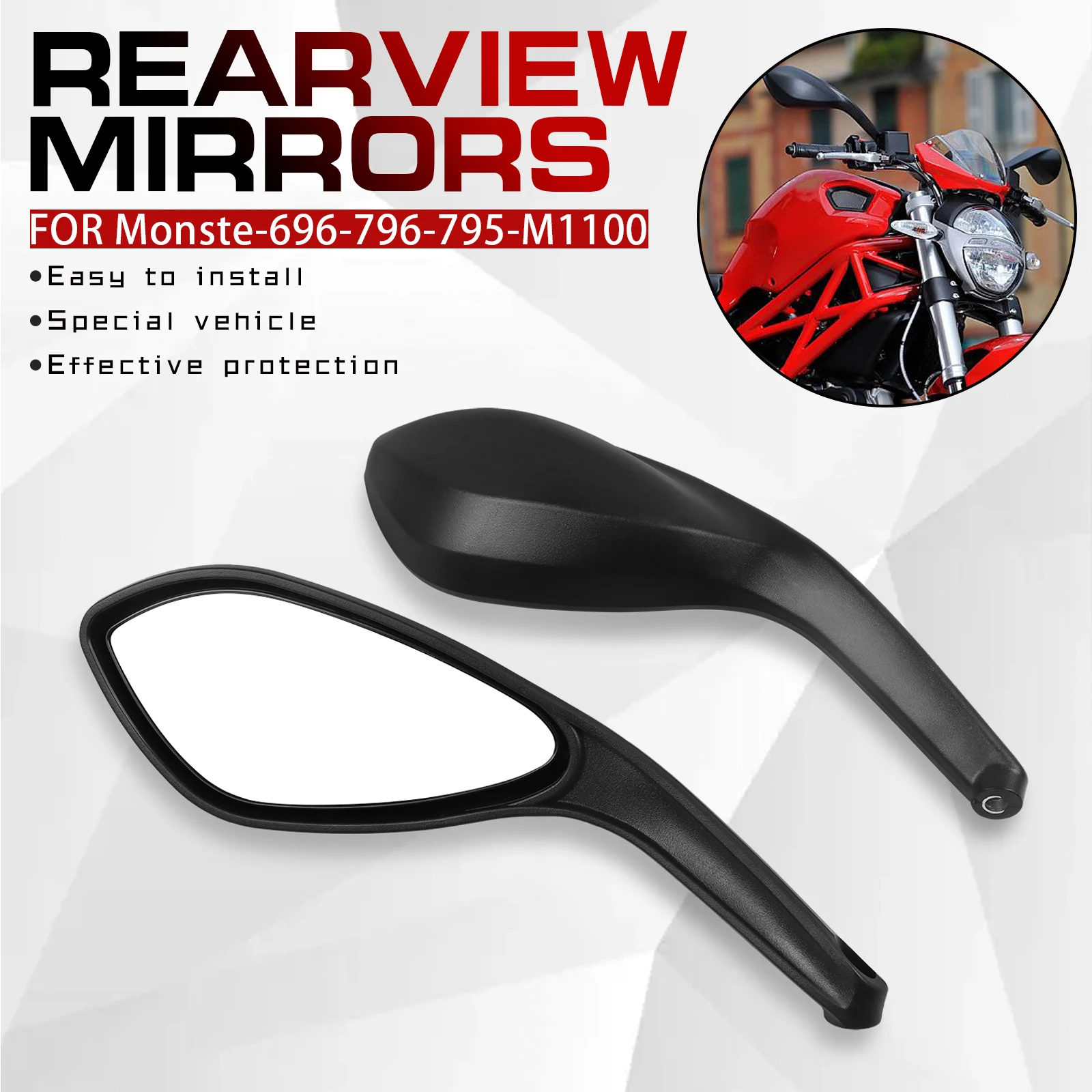 For DUCATI MONSTER 696 795 796 1100/S/EVO Motorcycle Rear View Mirror Left Right Rearview Side Mirrors Accessories