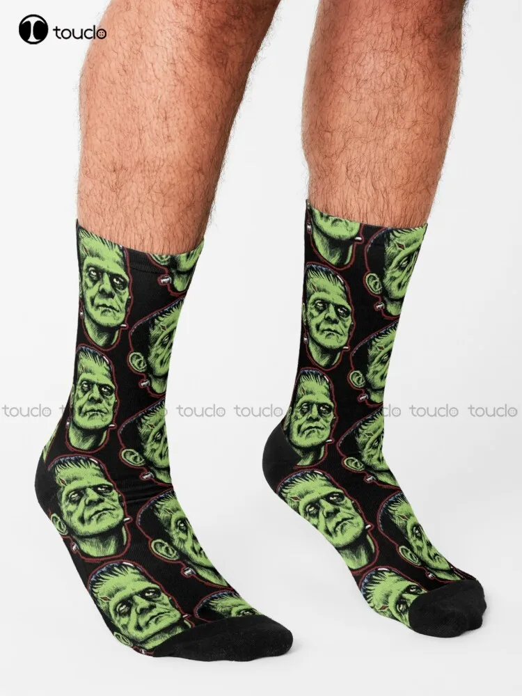 Frankenstein Socks Long Black Socks Personalized Custom Unisex Adult Teen Youth Socks 360° Digital Print Hd High Quality Gift