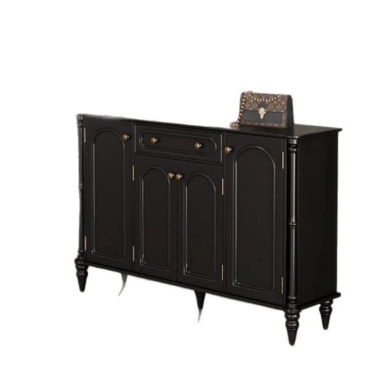 

Black French simple shoe cabinet household integrated large-capacity door storage retro locker entrance new model