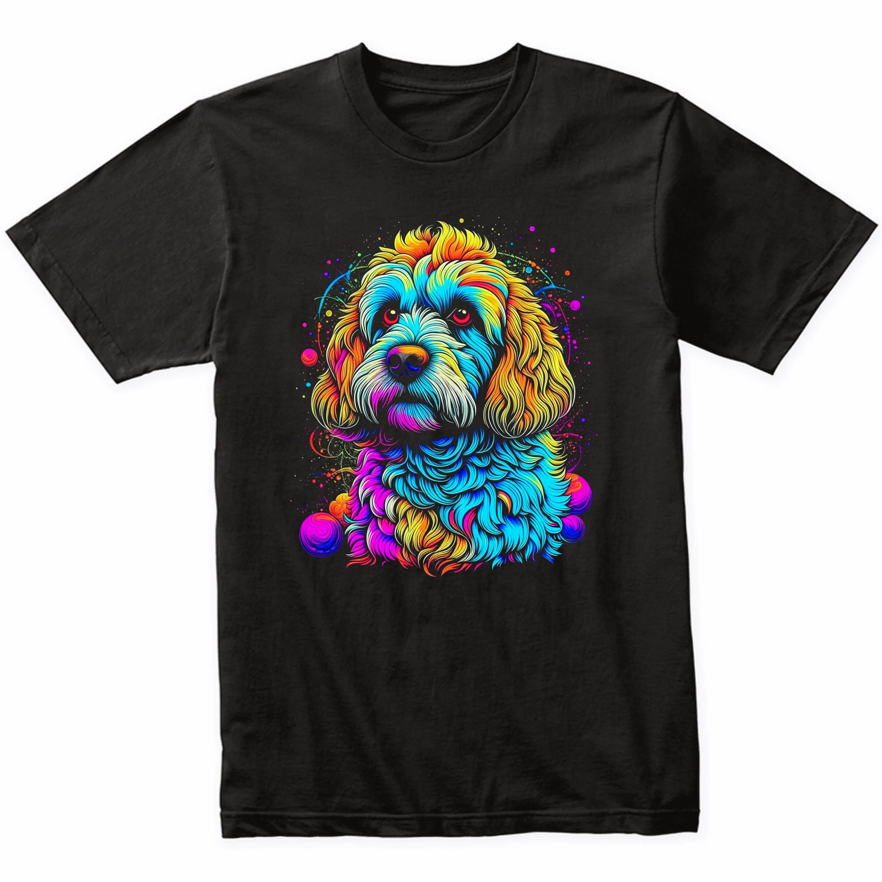 Cockapoo Psychedelic Dog Art T Shirt Owner Vibrant Colorful Bright Watercolor Rainbow