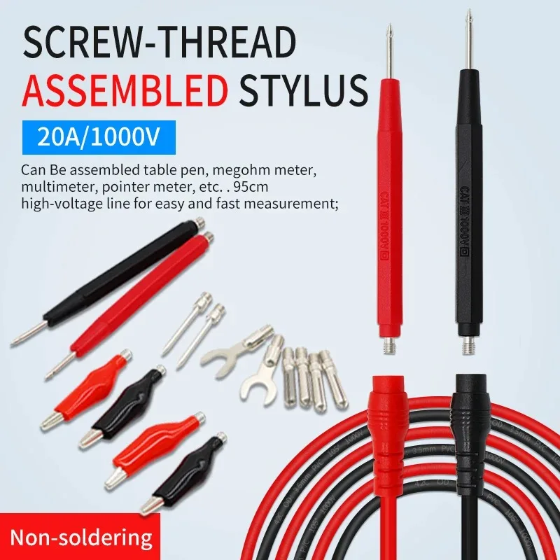 1000 فولت 20A 10A سيليكون العالمي المتعدد التحقيق موصلات اختبار للمحسس الرقمي المتعدد المتعدد سلك كابل القلم تلميح #5