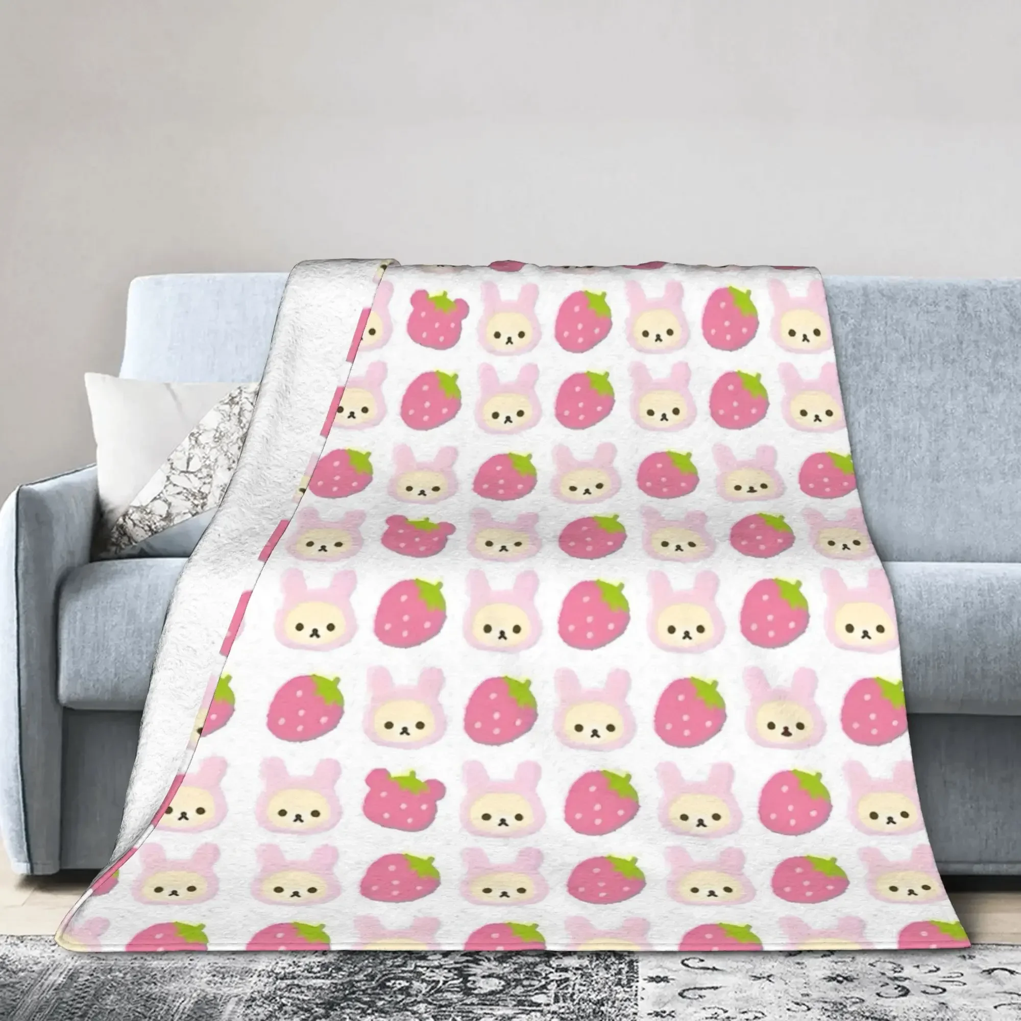 

Легкое одеяло Rilakkuma из фланели с мультяшным рисунком, мягкое и дышащее, для дома или улицы, уютное декоративное плюшевое одеяло