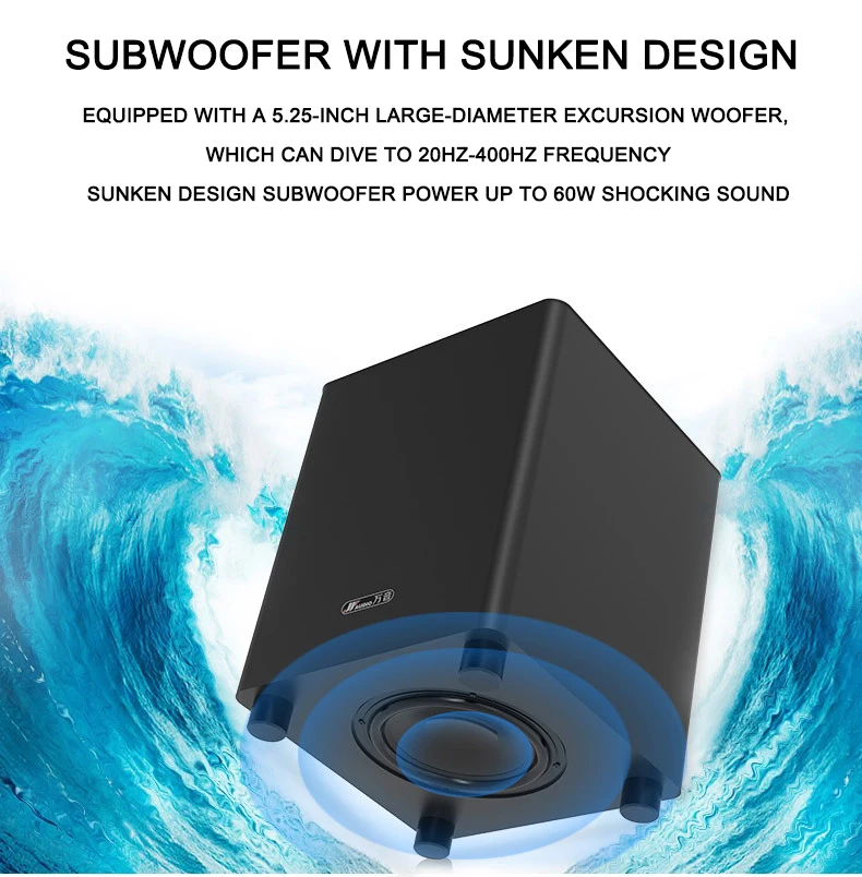 5.1CH LED Display Home Audio Stereo System Sound Bar With Wired Soundbar And Surround Sound Speakers With Receiver