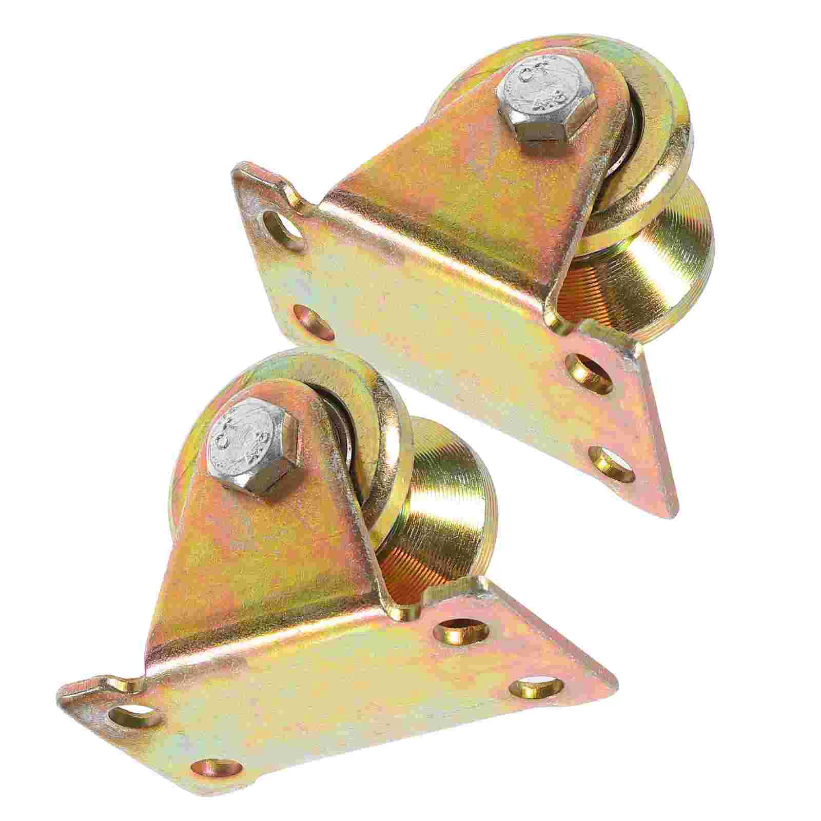 2 Pcs Round Group Scroll Wheel V-shaped Track Pulley Iron Wheels Pulleys for Rope