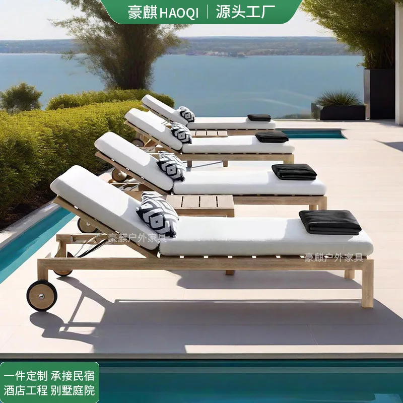 

Уличная кровать для отдыха, двора, открытый балкон, Beno, бассейн, курортный остров, кресло для отдыха, шезлонг из цельного дерева, мебель