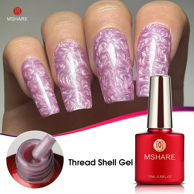 Mshare 10ml Tread Shell Gel Farbe Gel rosa Glitter Nagel Gel UV Gel Nagellack Nägel Kunst