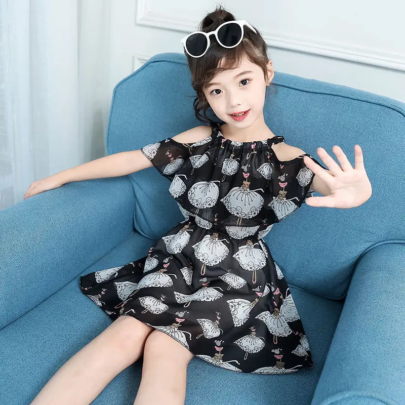 Girl Dresses Summer 2024 Children\'s Clothing Kids Flower Dress Chiffon Princess Dresses for Age 5 6 7 8 9 10 11 12 Years Teenage