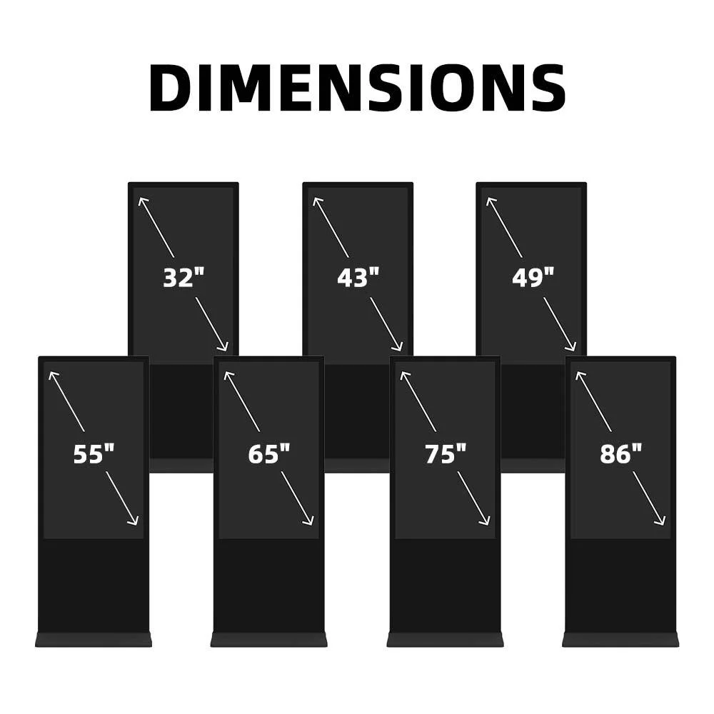 Waterproof IP55 Outdoor Digital Signage Floor Stand Vertical LCD Advertising Screen With Capacitive Touch For Education Use