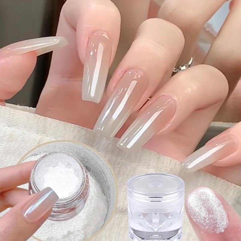 

Mirror Plating Crystal Powder Nail Art High Gloss Ice Transparent Smooth Glitter Pearl Moonlight White Aurora Powder Nail Salon