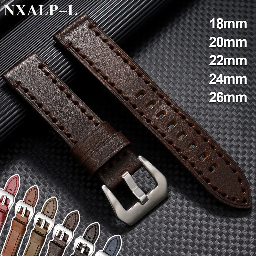 Nähte Armband Echtes Leder Uhrenarmband 18mm 20mm 22mm 24mm 26mm Rindsleder Armband für Panerai für Omega Armband