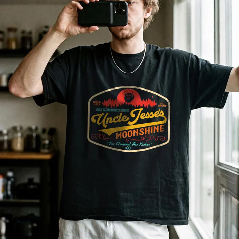 Retro Dukes of Hazzard Vintage Hazzard County Racing Graphic T-Shirt Proof Hazzard County's Finest Uncle Jesse's Moonshine Gift