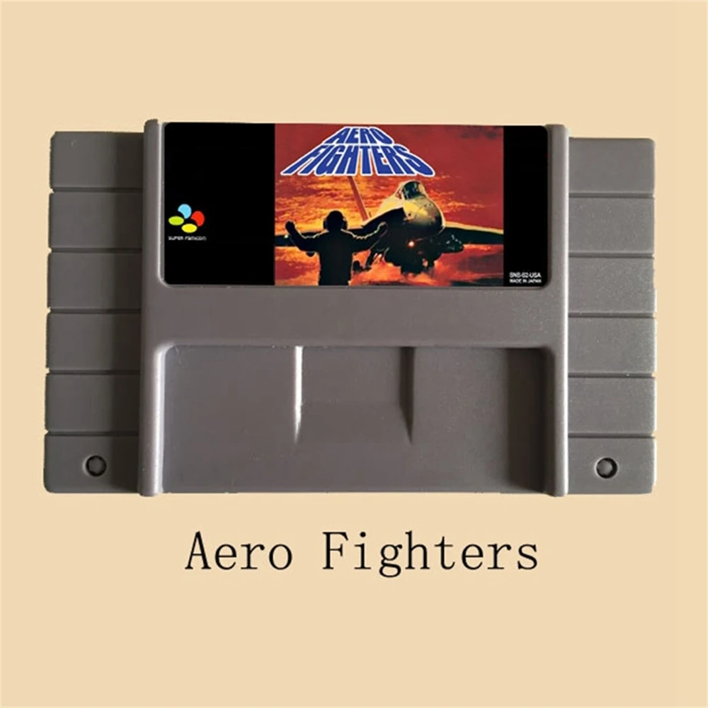 بطاقة ألعاب Aero Fighters 16 بت باللون الرمادي الكبير لمشغل ألعاب NTSC الأمريكي