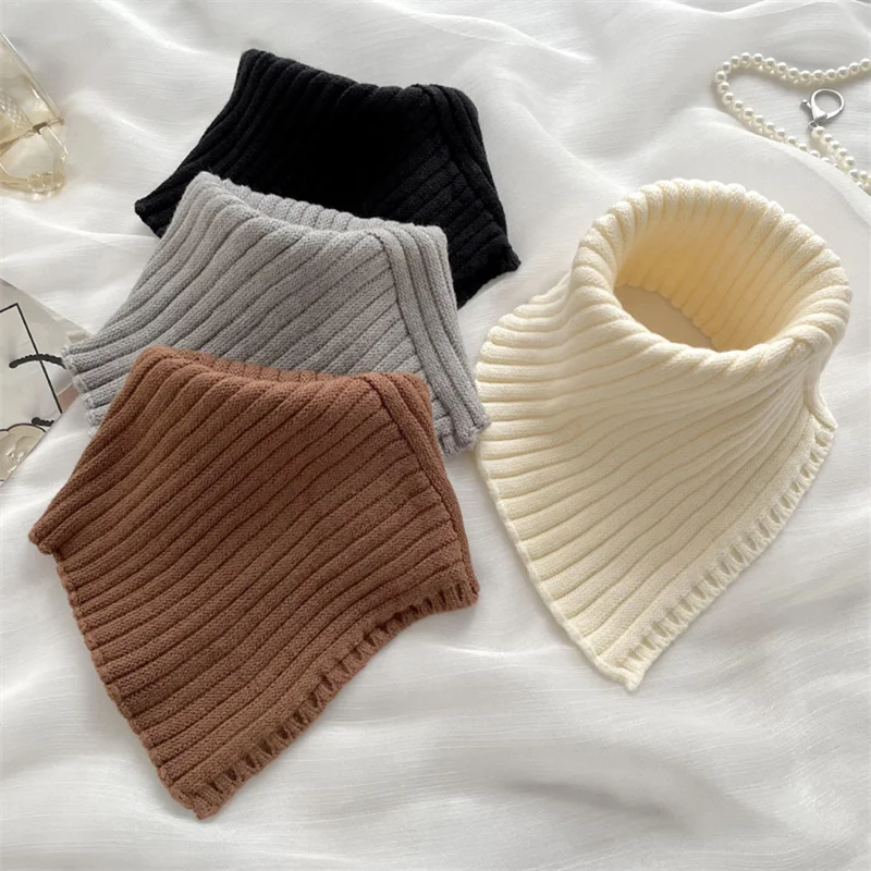 Knitted Wool Fake Collar Neck Scarf Women Turtleneck Detachable False Collar Fashion Thicken Windproof Warm Woolen Fake Collar