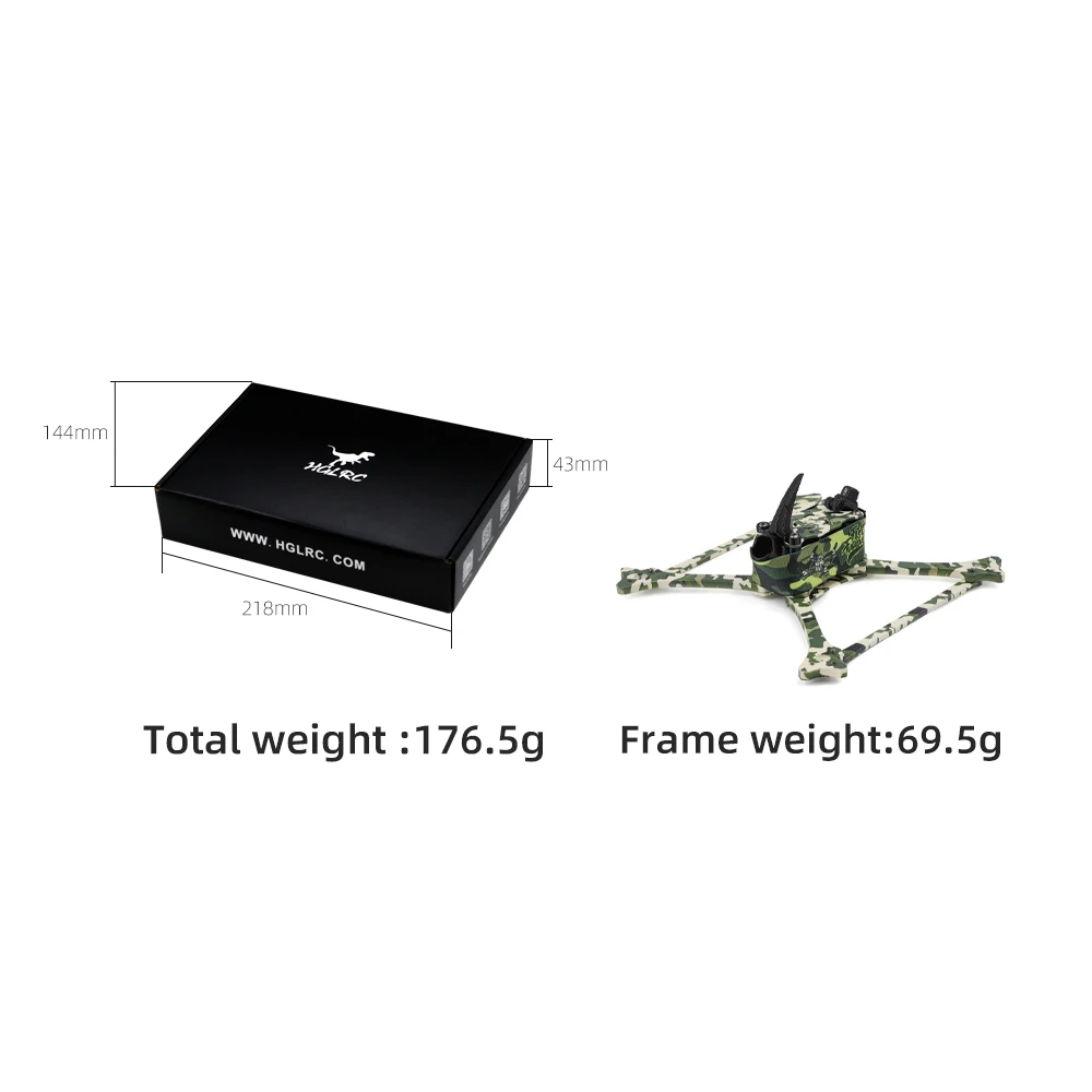 HGLRC Wind 5 Lite V2 Camouflage 5-inch Indoor Carbon Fiber FPV Racing Frame Kit Four-Axis Stability for Drone Racing