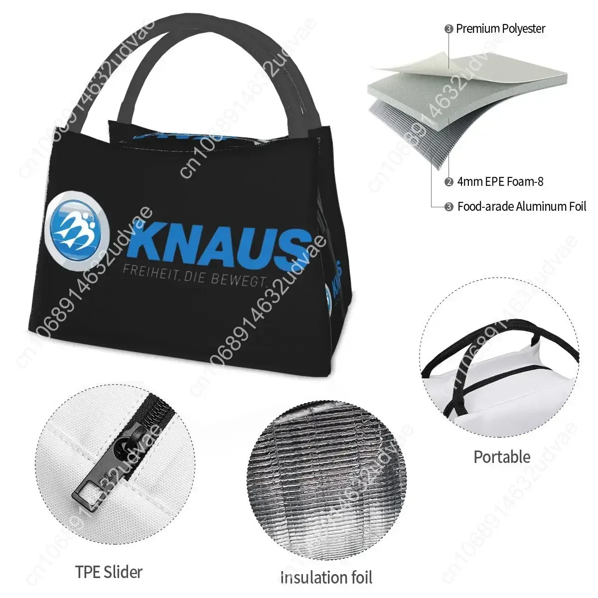 Knaus Caravan Borse per il pranzo Bento Box isolato Borsa per il pranzo impermeabile Borse da picnic riutilizzabili Borsa termica per donna Bambini Lavoro