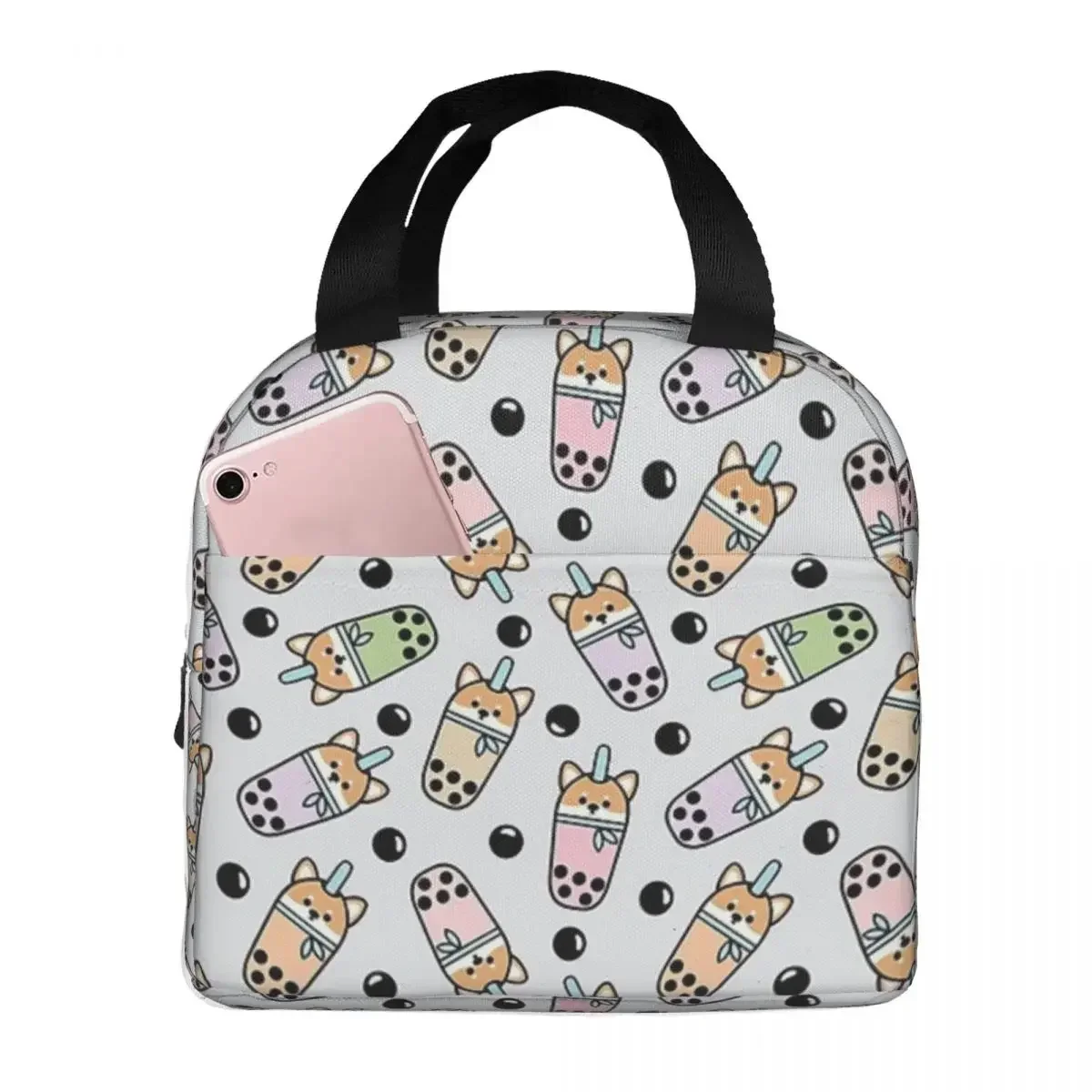 Boba Shiba Insulated Lunch Bags Portable Picnic Bags Thermal Cooler Lunch Box Lunch Tote for Woman Work Kids School