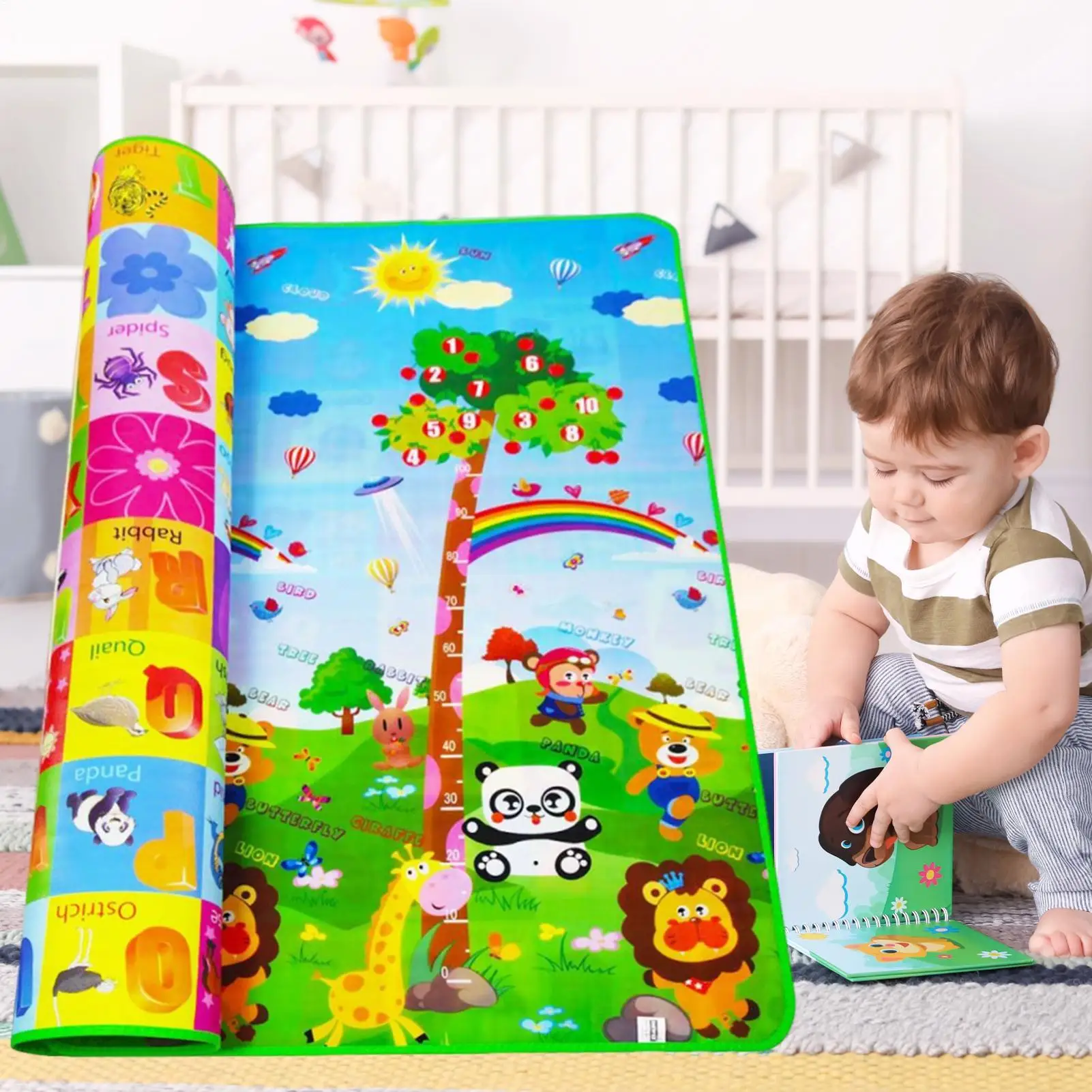 

Kids Playroom Rug Washable Baby Play Mat Double Side Interactive Pad Carpet For Classroom Playtime Indoor Outdoor Picnic