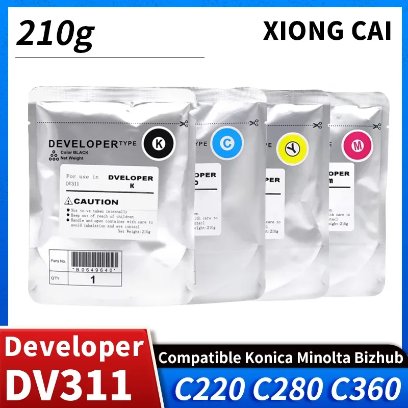 1PCS DV311 DV 311 Developer Powder Compatible for Konica Minolta C220 C360 C280 C 220 360 280 High Quality Powder CMYK 210g/bag