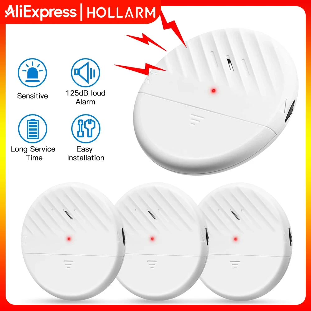 

Беспроводной датчик вибрации для окон Hollarm 125 дБ, детектор ультратонкого разрыва стекла для дома, комплект безопасности для окон и дверей