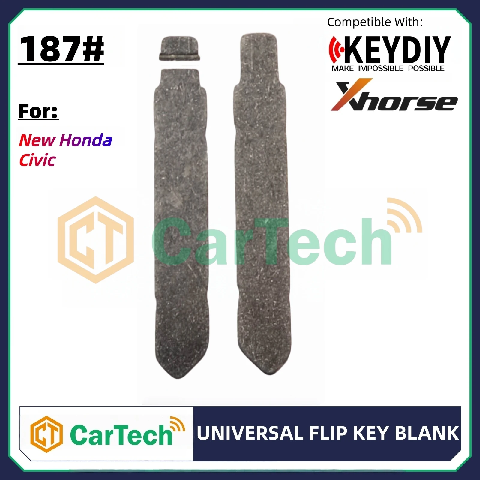 187# Uncut Flip Blank Key Blade for KEYDIY KD XHORSE VVDI Universal Remote Fit New Honda Civic