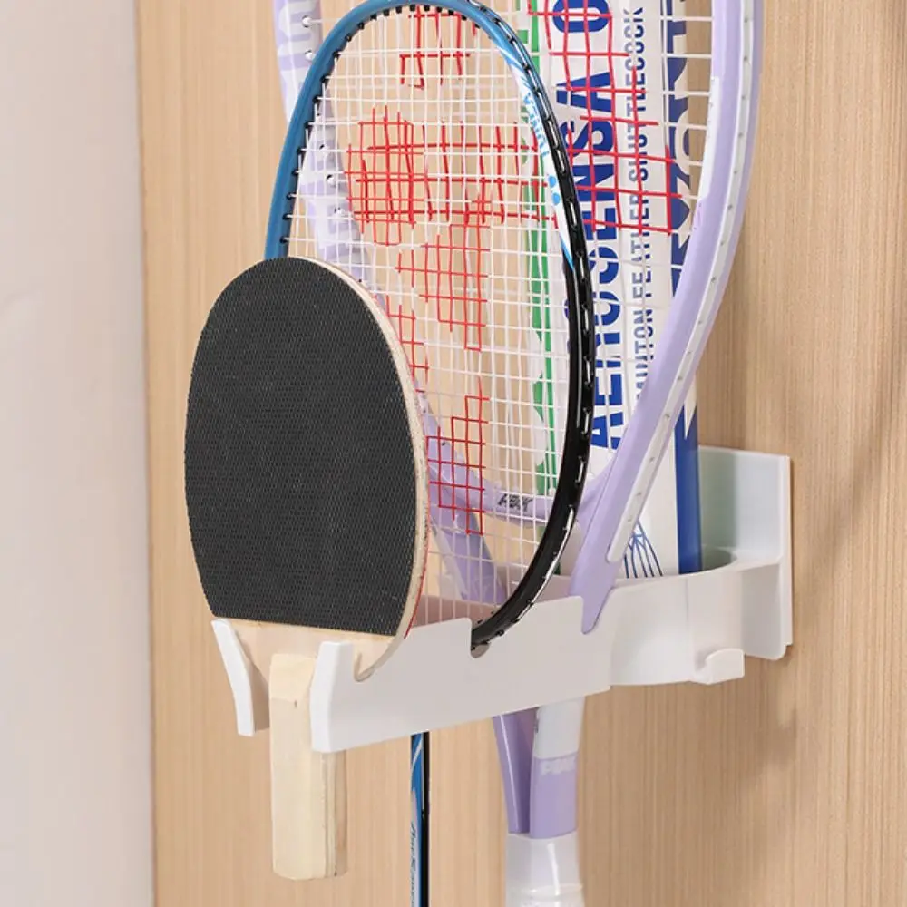 New Wall Mounted Badminton Racket Holder Punch Free with Ball Storage Tennis Racket Hanger 3-Slots Storage Rack Badminton