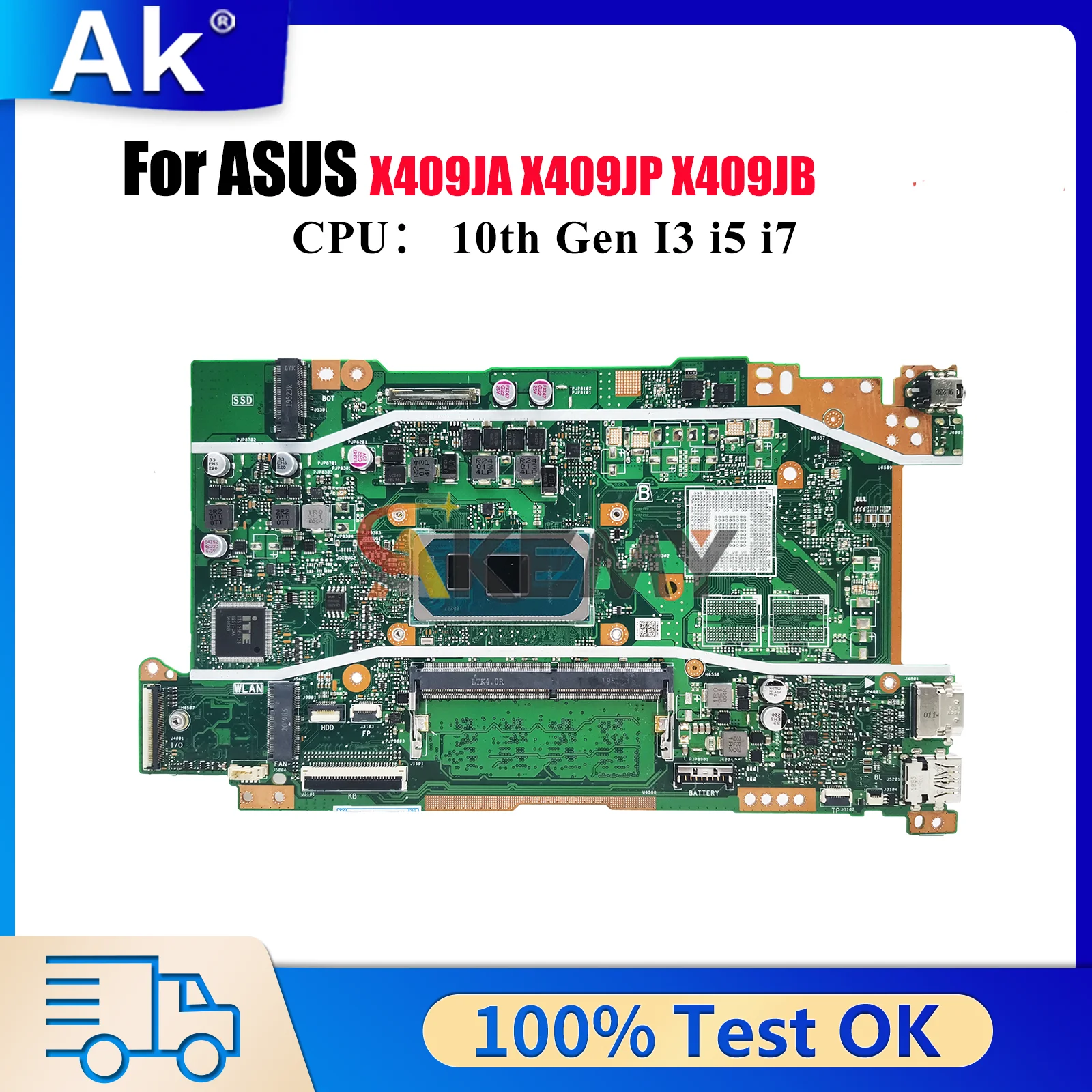 

X409JA Laptop Motherboard For ASUS A409J Y4200J X409JB X409JP R409J X409J F409J Mainboard 10th Gen I3 i5 i7 100% tests OK stk