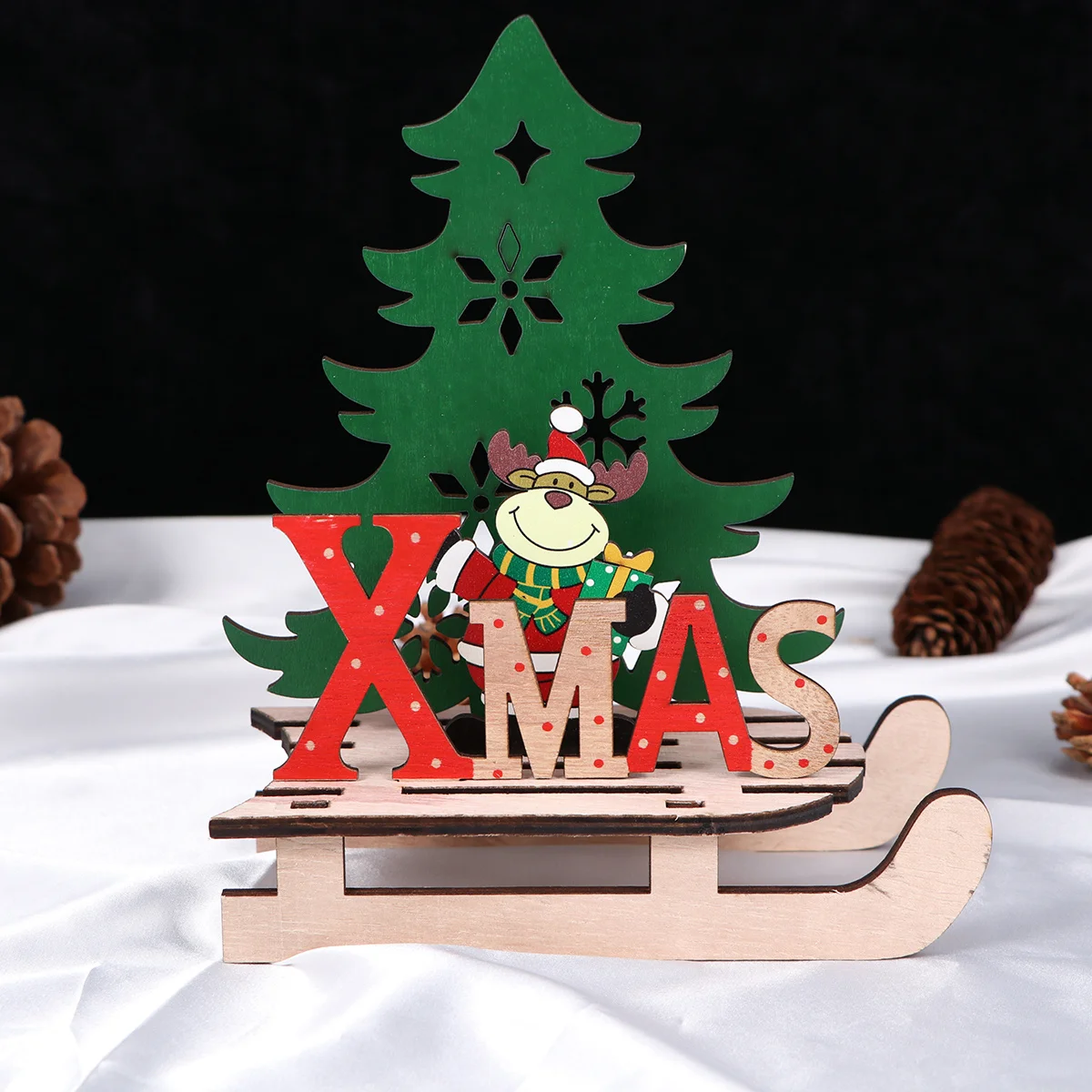 

Wooden Christmas Sledge Ornament DIY Decoration Christmas Desktop Decor Xmas Table Decor Xmas Home Store Office Large Deer