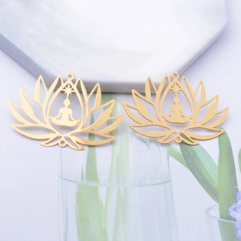 30 Stück/Lot AD3337 38*25mm Messing-Blumen-Lotus-Anhänger Verbinder Bunte Schmuck- und Ohrring-Materialien – Detail 8