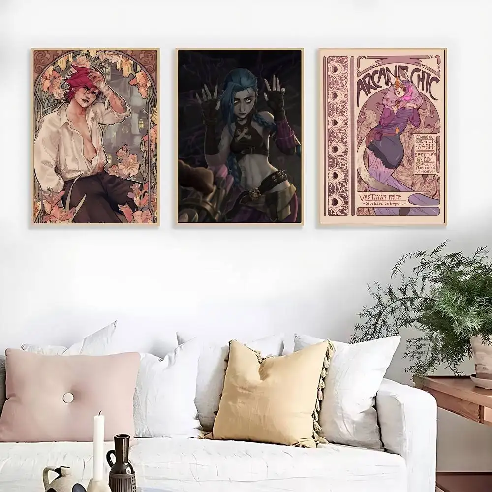 ملصق أنيمي J-Jinx A-Arcane صور جدارية لغرفة المعيشة ديكور الخريف وغرفة النوم