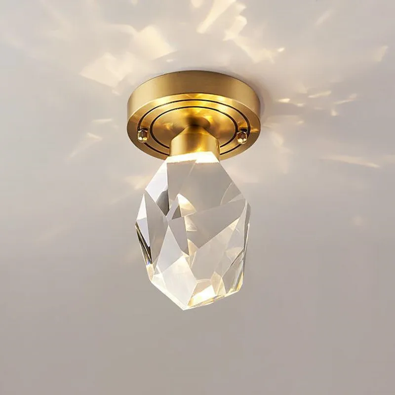 

Luxury K9 Crystal ceiling light Postmodern bedroom aisle Corridor balcony light fixture restaurant cafe golden led ceiling lamp