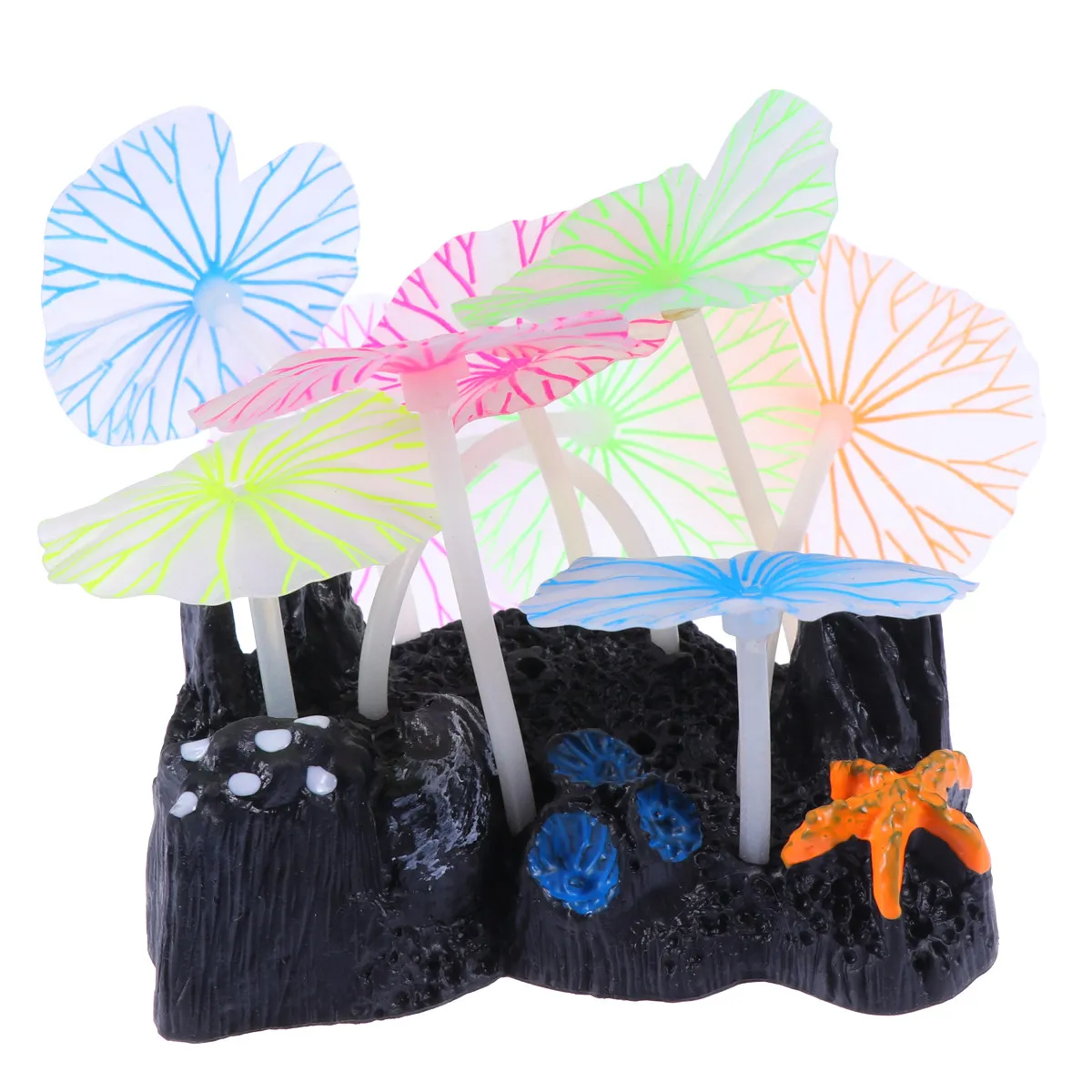 Plantes d'aquarium en silicone réalistes et lumineuses pour la décoration des aquariums, écologiques, sûres pour l'eau douce et salée, avec base stable